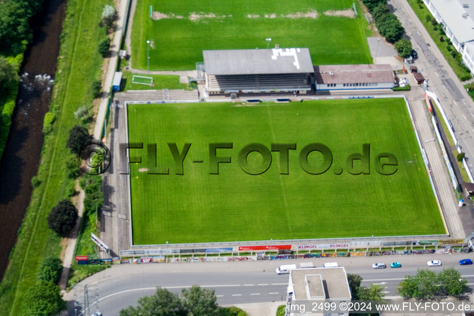 KRAMSKI ARENA football field. 1. CfR Pforzheim 1896 eV in the district Brötzingen in Pforzheim in the state Baden-Wuerttemberg, Germany