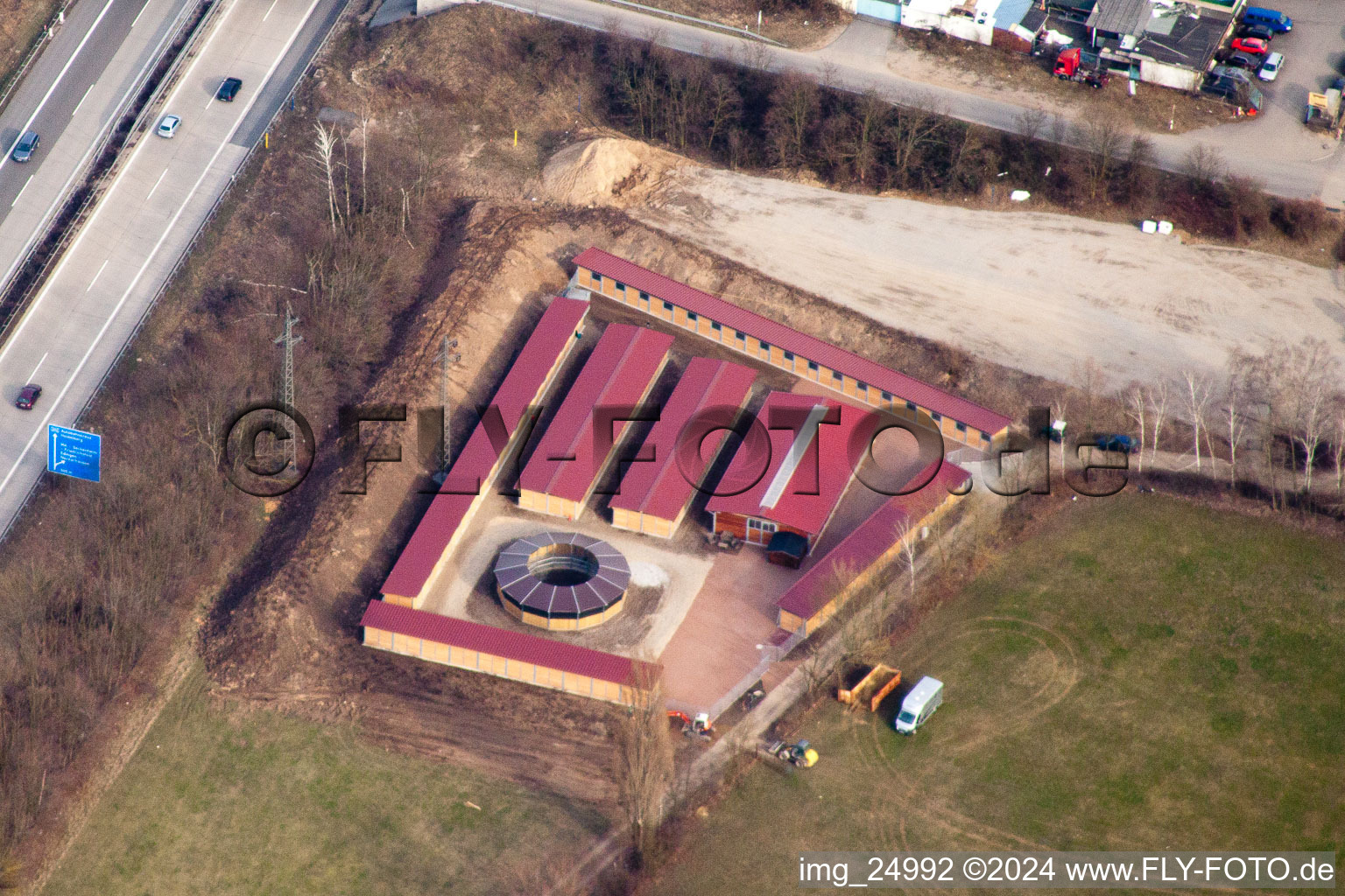 Aerial photograpy of Forest race track of the Baden Racing Club in the district Seckenheim in Mannheim in the state Baden-Wuerttemberg, Germany