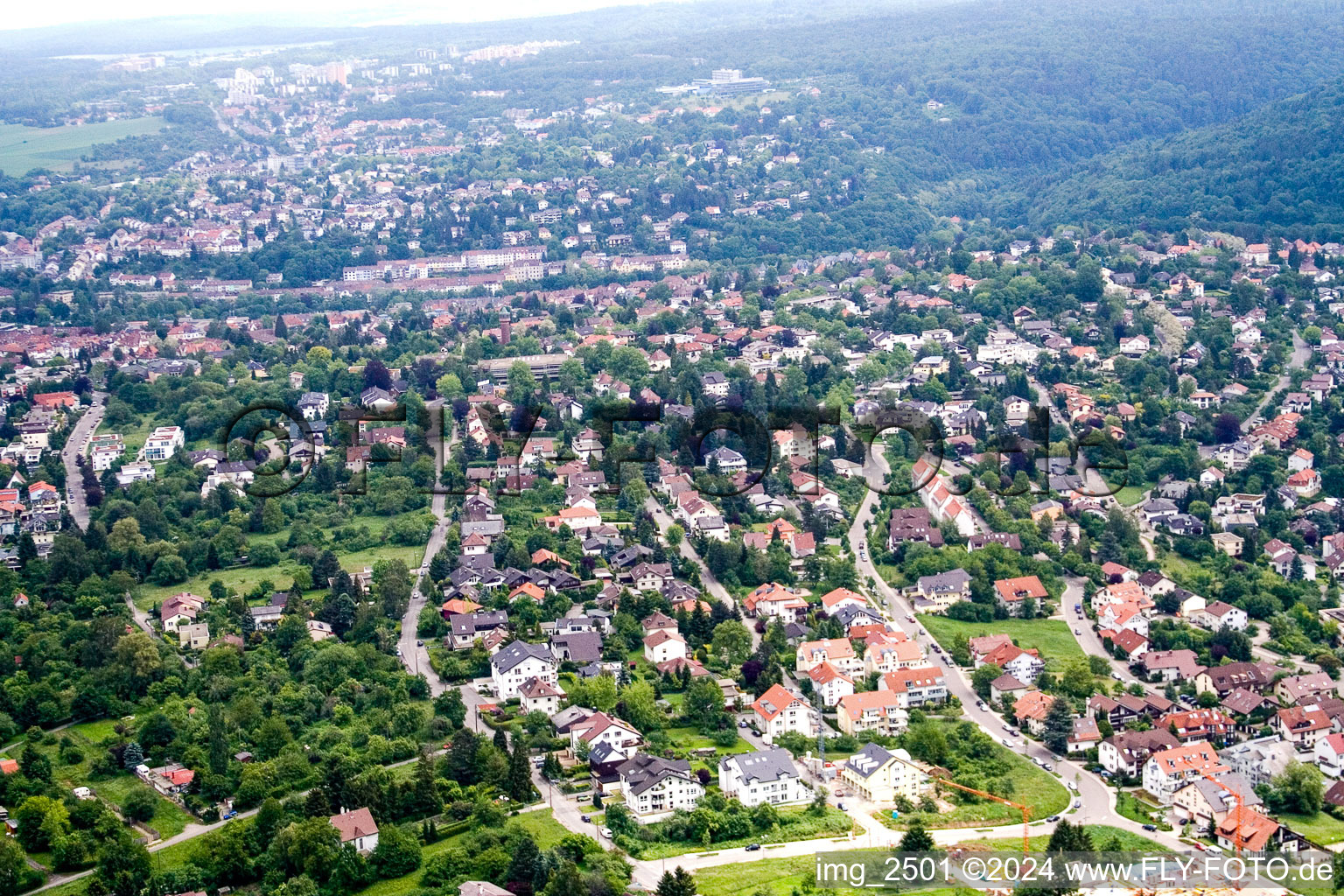 Aerial view of Southwest City in Pforzheim in the state Baden-Wuerttemberg, Germany