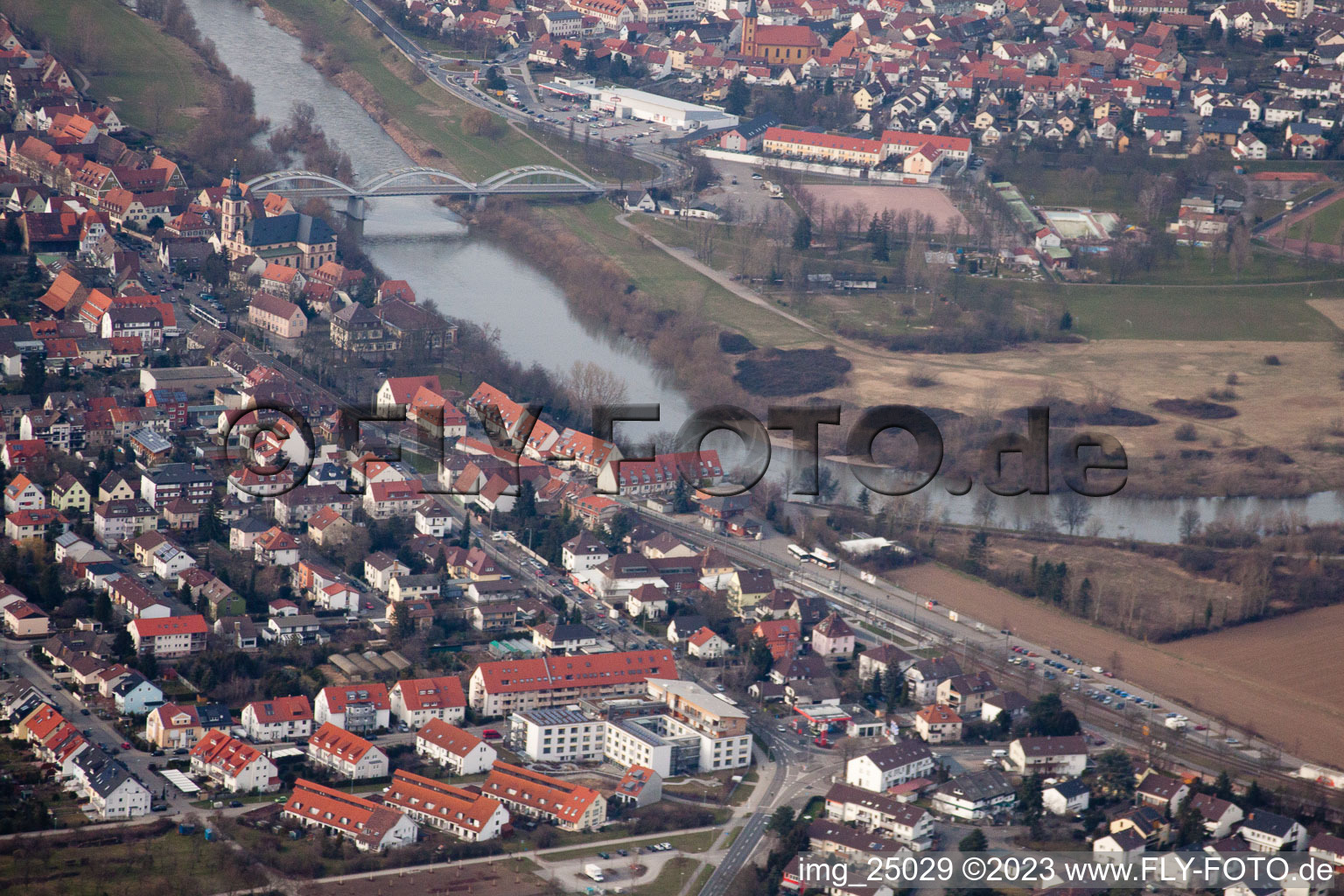 Aerial photograpy of District Seckenheim in Mannheim in the state Baden-Wuerttemberg, Germany