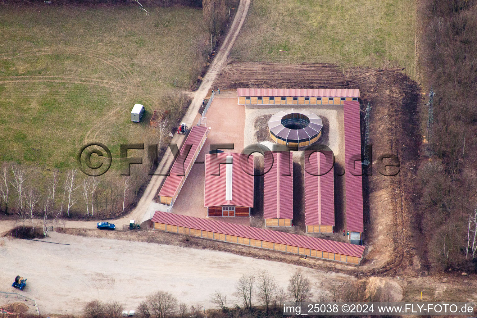 Oblique view of Forest racing track of the Badischer Rennverein in the district Seckenheim in Mannheim in the state Baden-Wuerttemberg, Germany