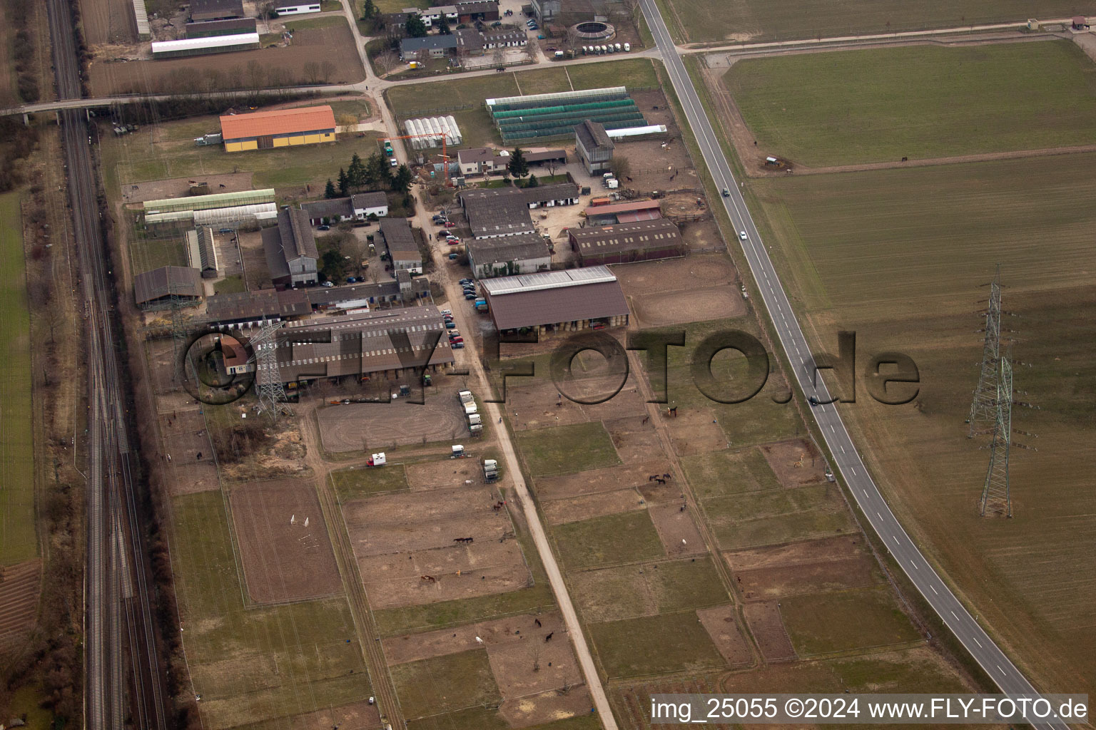 District Friedrichsfeld in Mannheim in the state Baden-Wuerttemberg, Germany viewn from the air