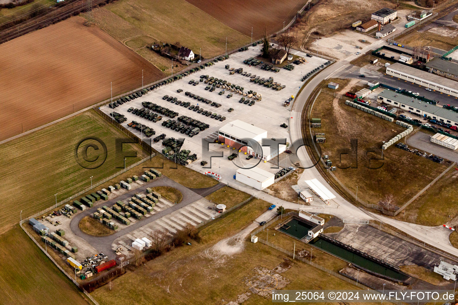 Military vehicle parking at military training ground of the US-Army in Schwetzingen in the state Baden-Wurttemberg, Germany