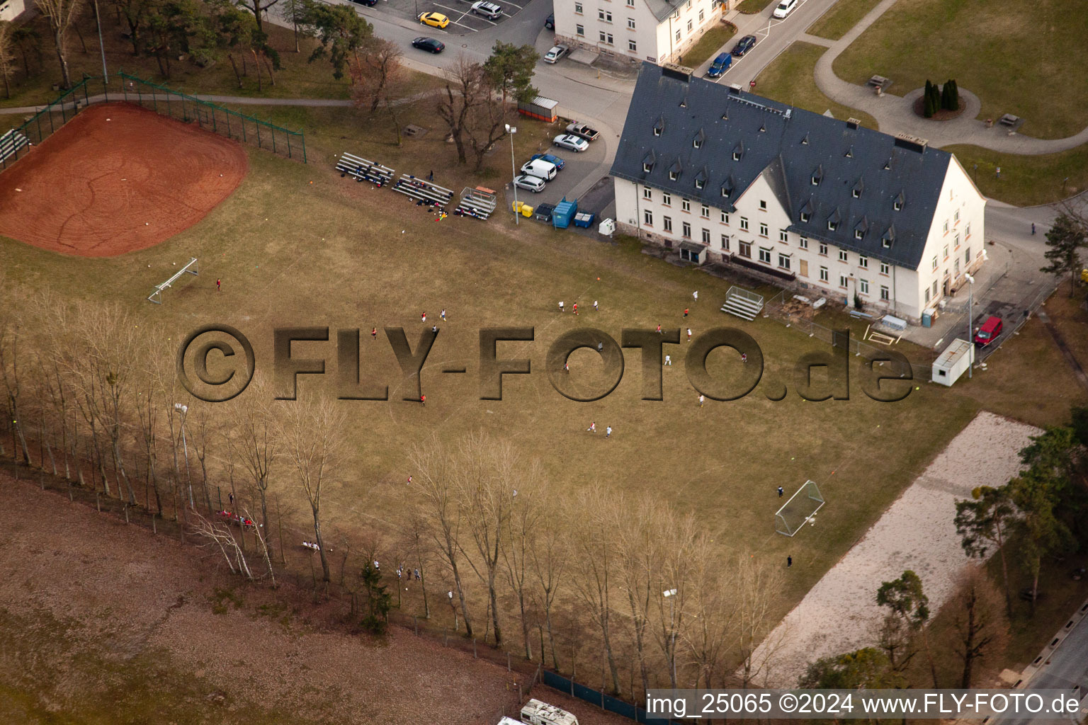 US barracks in Schwetzingen in the state Baden-Wuerttemberg, Germany from above