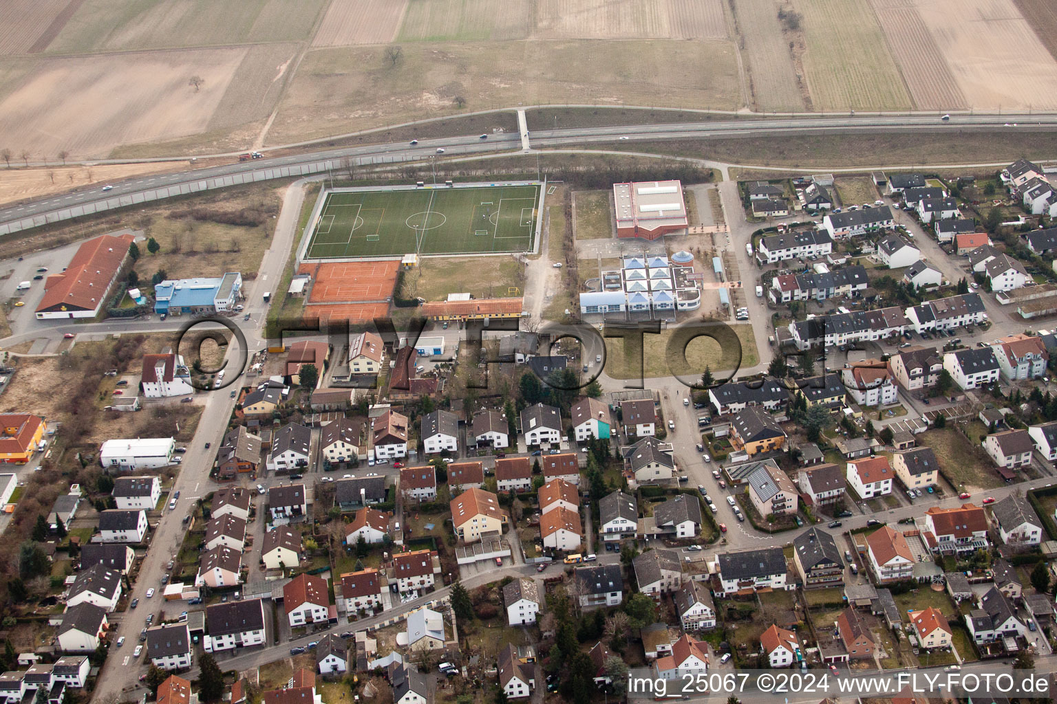 Oblique view of Deer Acker in Schwetzingen in the state Baden-Wuerttemberg, Germany