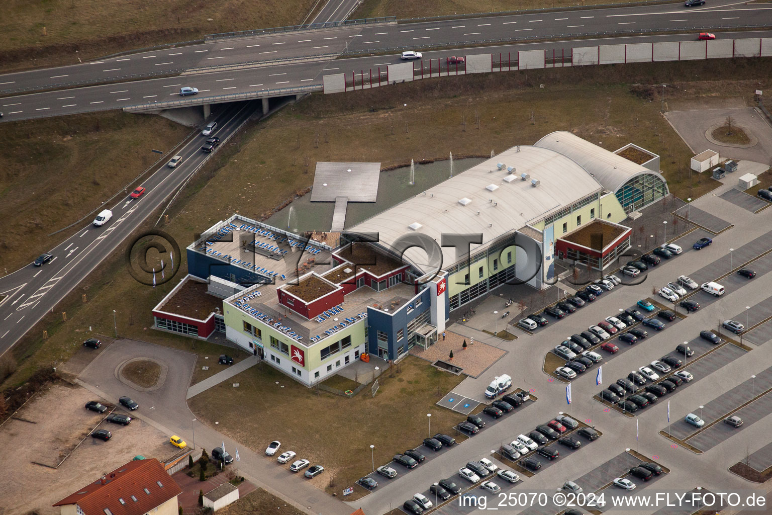 Deer Acker in Schwetzingen in the state Baden-Wuerttemberg, Germany seen from above