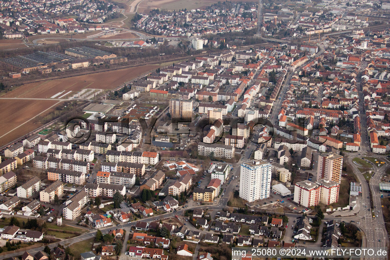 Bird's eye view of Schwetzingen in the state Baden-Wuerttemberg, Germany