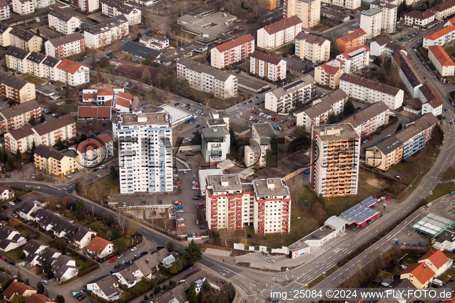 Friedrichsfelder Straße corner Mannheimer Landstr in Schwetzingen in the state Baden-Wuerttemberg, Germany