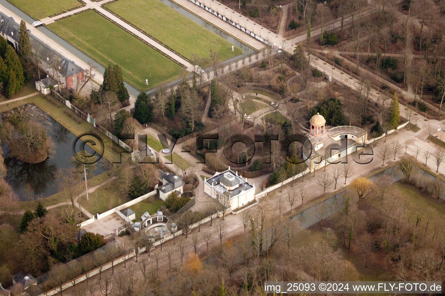 Schwetzingen Palace Park in Schwetzingen in the state Baden-Wuerttemberg, Germany out of the air