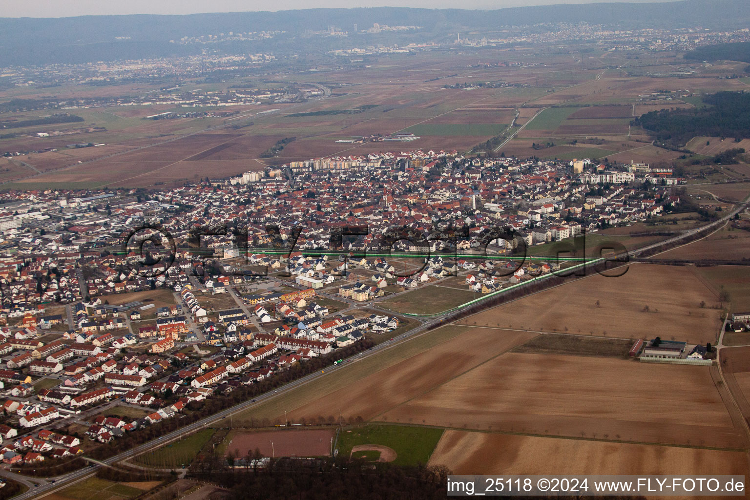 Schwetzingen in the state Baden-Wuerttemberg, Germany viewn from the air