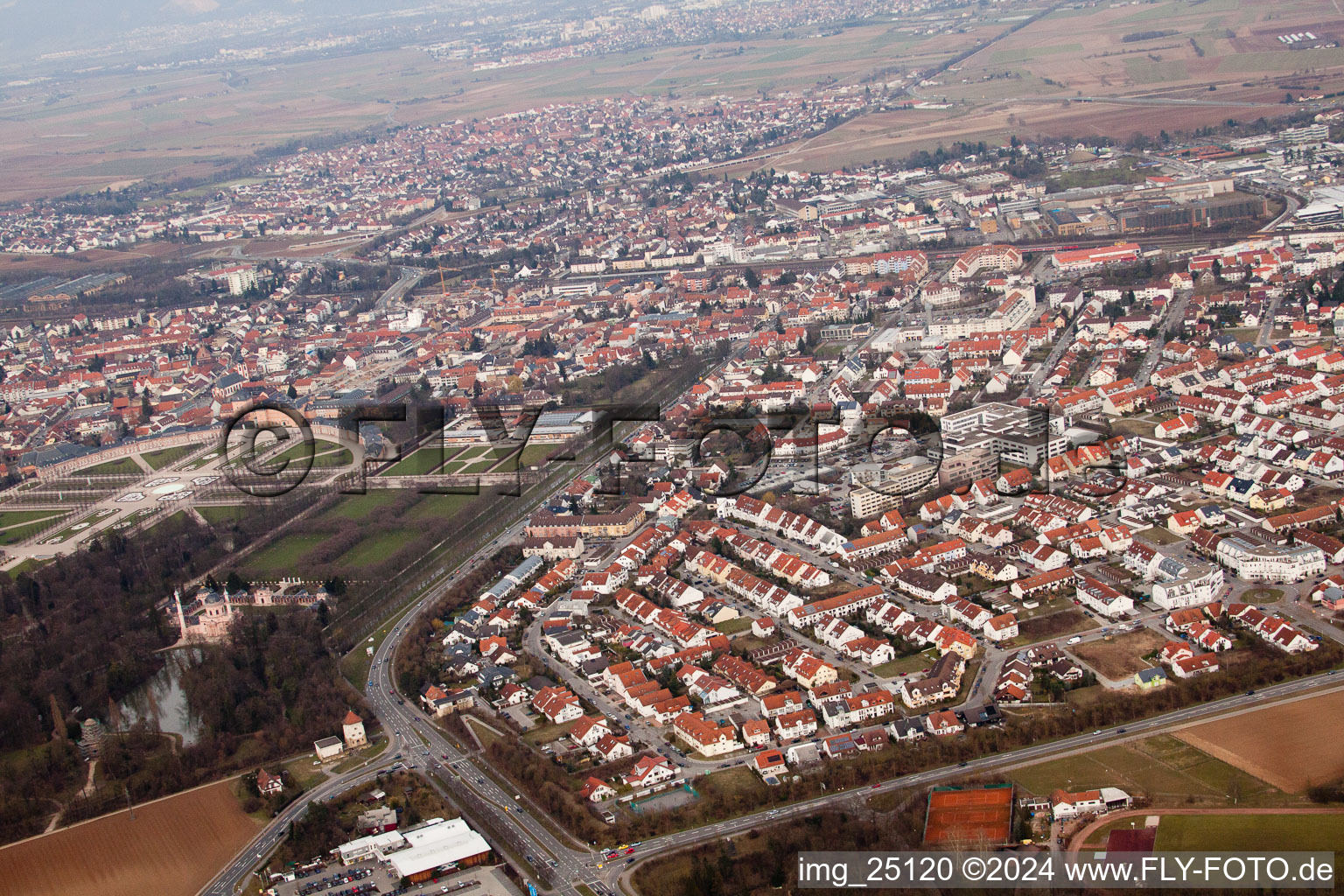 Drone image of Schwetzingen in the state Baden-Wuerttemberg, Germany