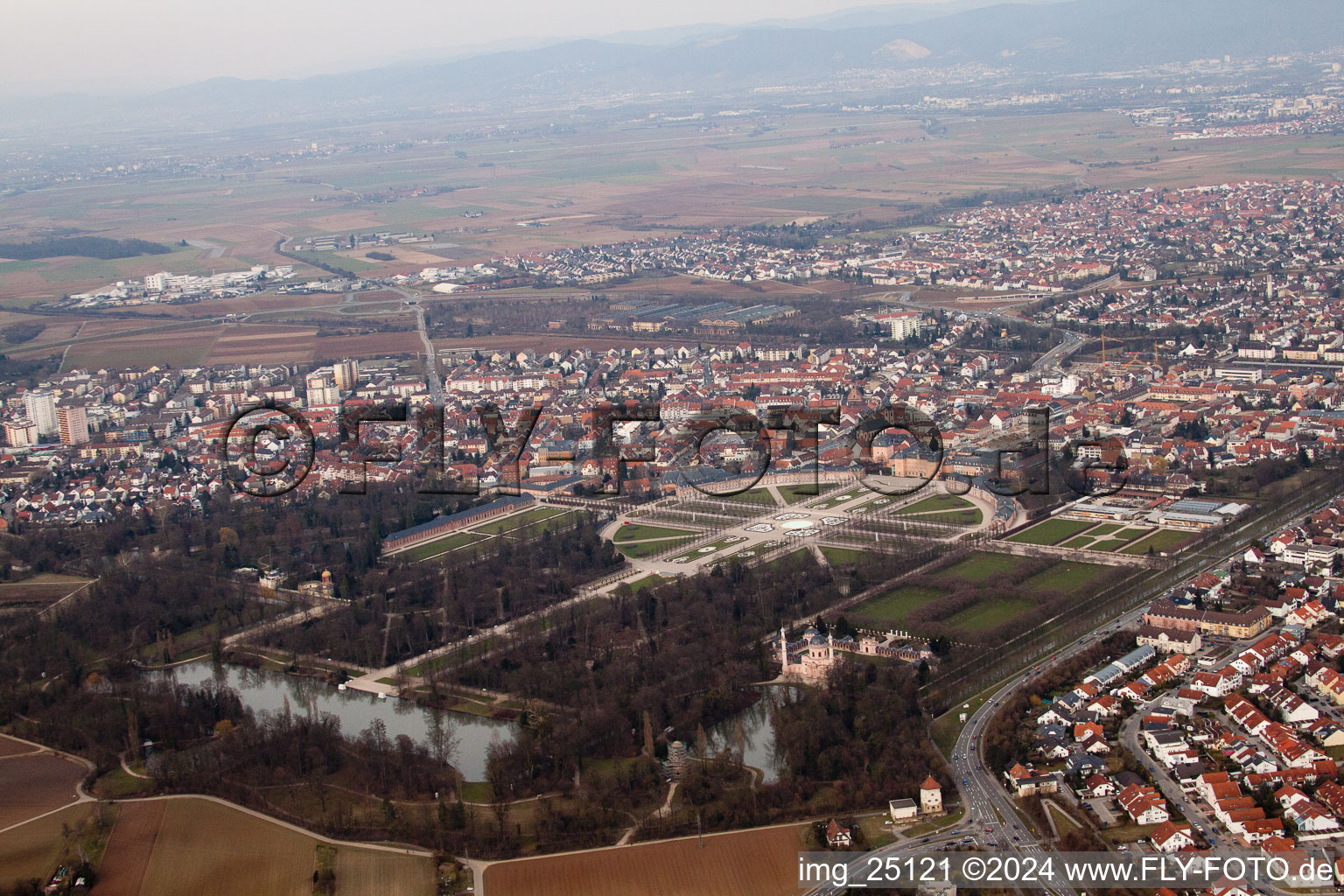 Schwetzingen in the state Baden-Wuerttemberg, Germany from the drone perspective