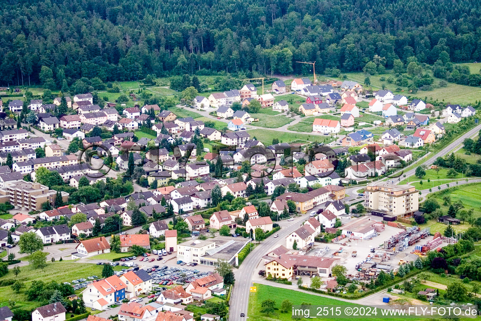 Birkenfeld in the state Baden-Wuerttemberg, Germany from the plane