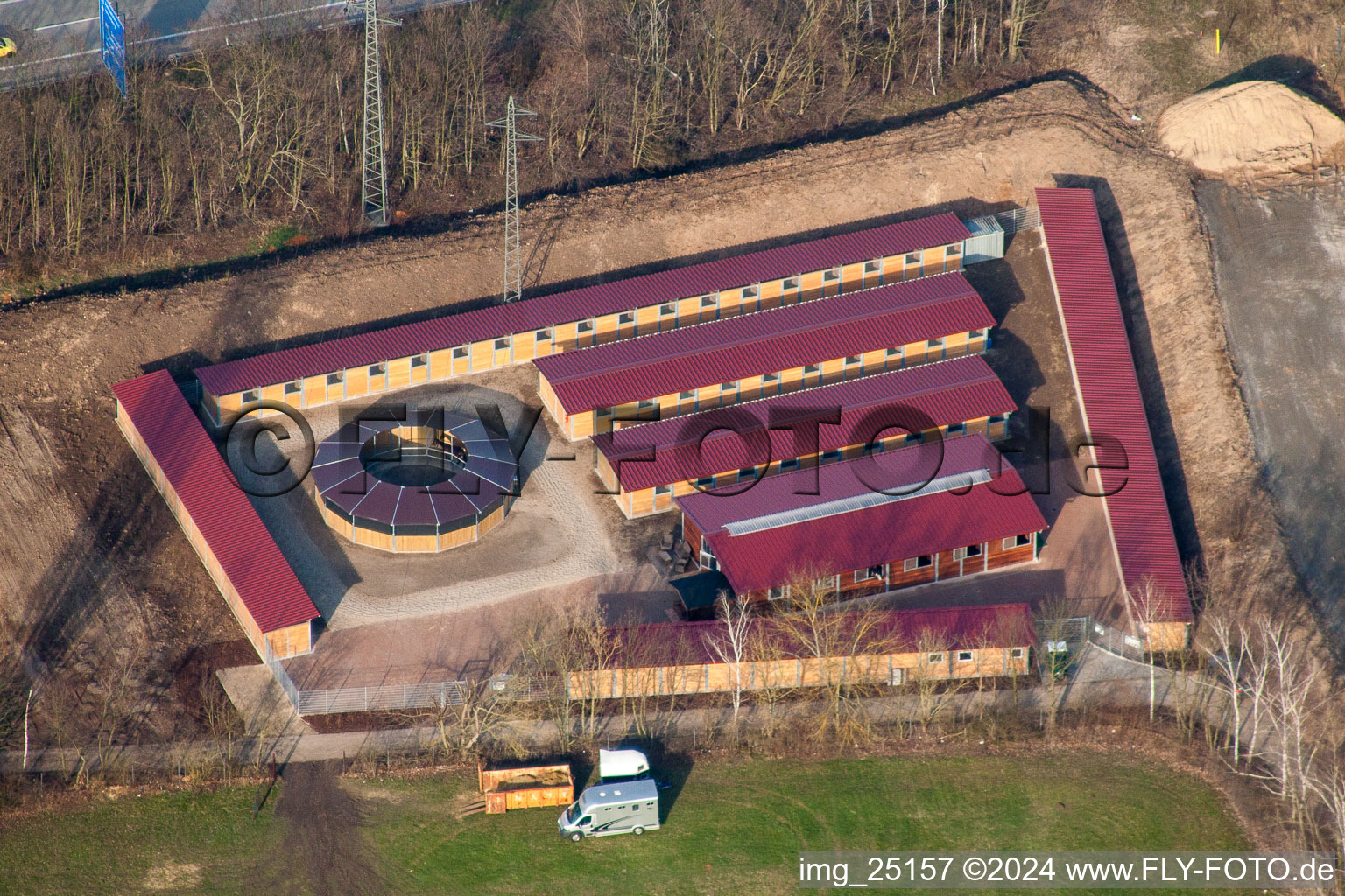 Aerial view of Racetrack racecourse Waldrennbahn Seckenheim in the district Seckenheim in Mannheim in the state Baden-Wurttemberg, Germany