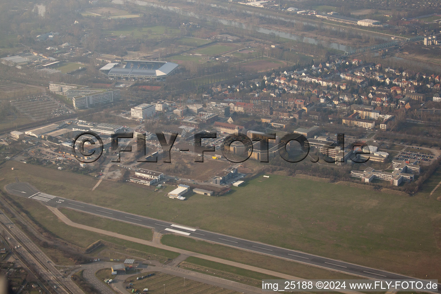 City-Airport in the district Neuostheim in Mannheim in the state Baden-Wuerttemberg, Germany