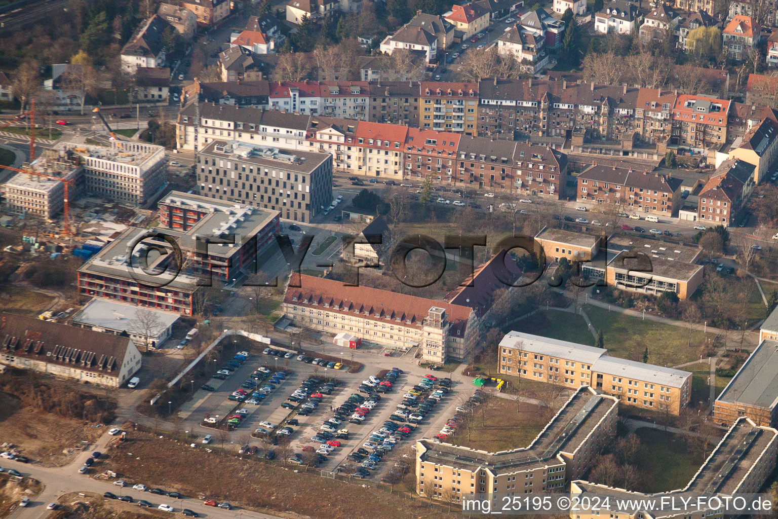 Aerial photograpy of Project EASTSITE of BAU Bauträgergesellschaft mbH in the district Neuostheim in Mannheim in the state Baden-Wuerttemberg, Germany