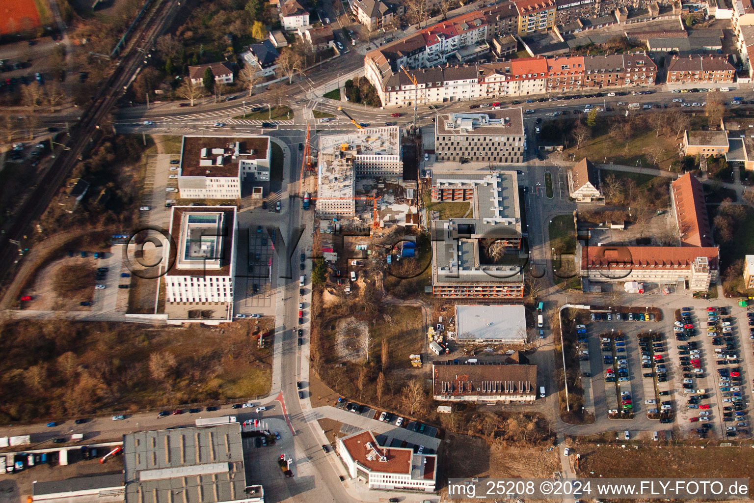 EASTSITE project of BAU Bauträgergesellschaft mbH in the district Neuostheim in Mannheim in the state Baden-Wuerttemberg, Germany viewn from the air