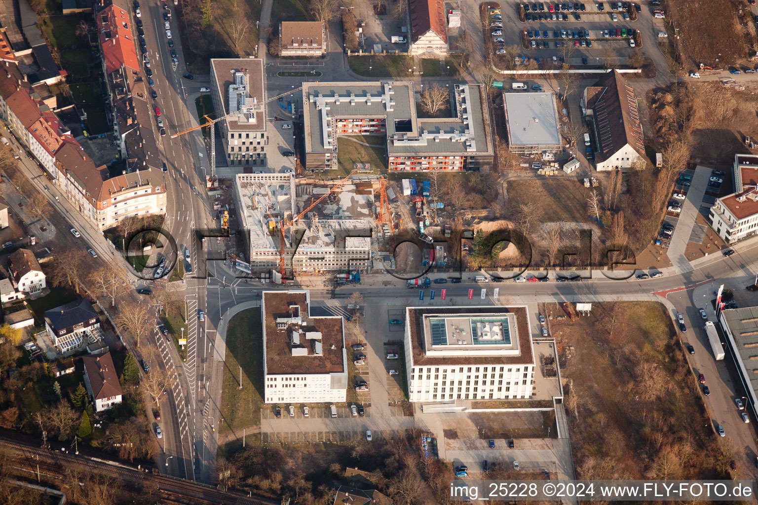 Aerial view of Seckenheimer Landstr in the district Neuostheim in Mannheim in the state Baden-Wuerttemberg, Germany