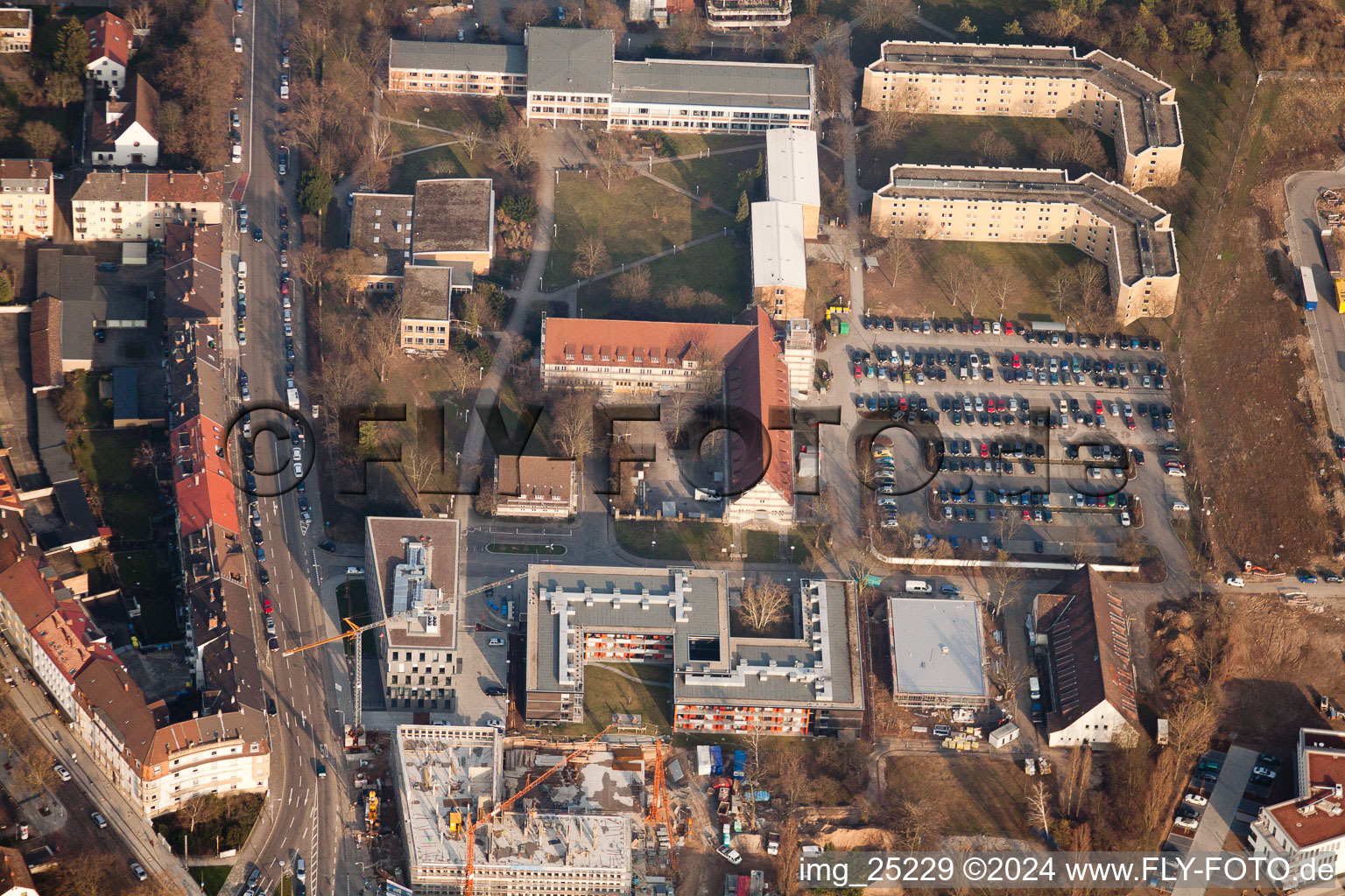 Drone recording of Project EASTSITE of BAU Bauträgergesellschaft mbH in the district Neuostheim in Mannheim in the state Baden-Wuerttemberg, Germany