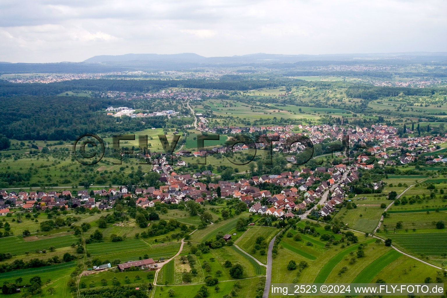 Oblique view of District Obernhausen in Birkenfeld in the state Baden-Wuerttemberg, Germany