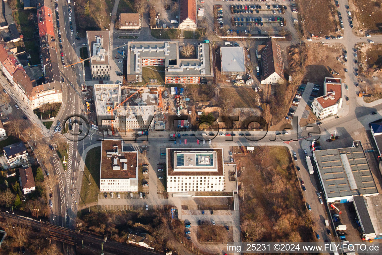 Project EASTSITE of BAU Bauträgergesellschaft mbH in the district Neuostheim in Mannheim in the state Baden-Wuerttemberg, Germany from the drone perspective