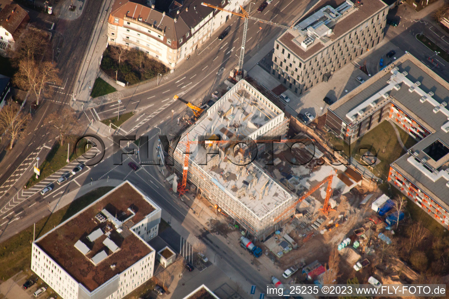Aerial photograpy of District Neuostheim in Mannheim in the state Baden-Wuerttemberg, Germany