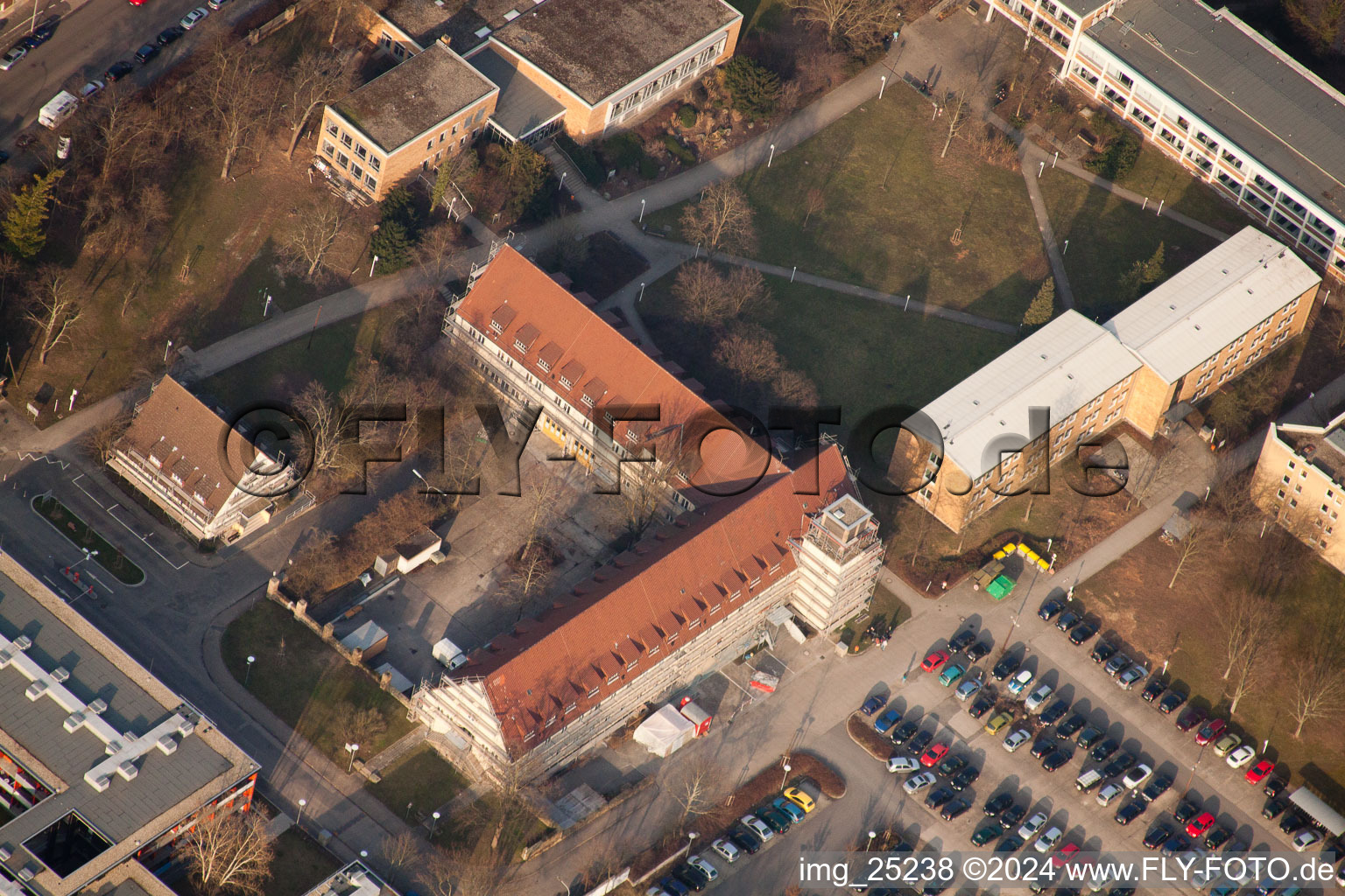 Project EASTSITE of BAU Bauträgergesellschaft mbH in the district Neuostheim in Mannheim in the state Baden-Wuerttemberg, Germany seen from a drone