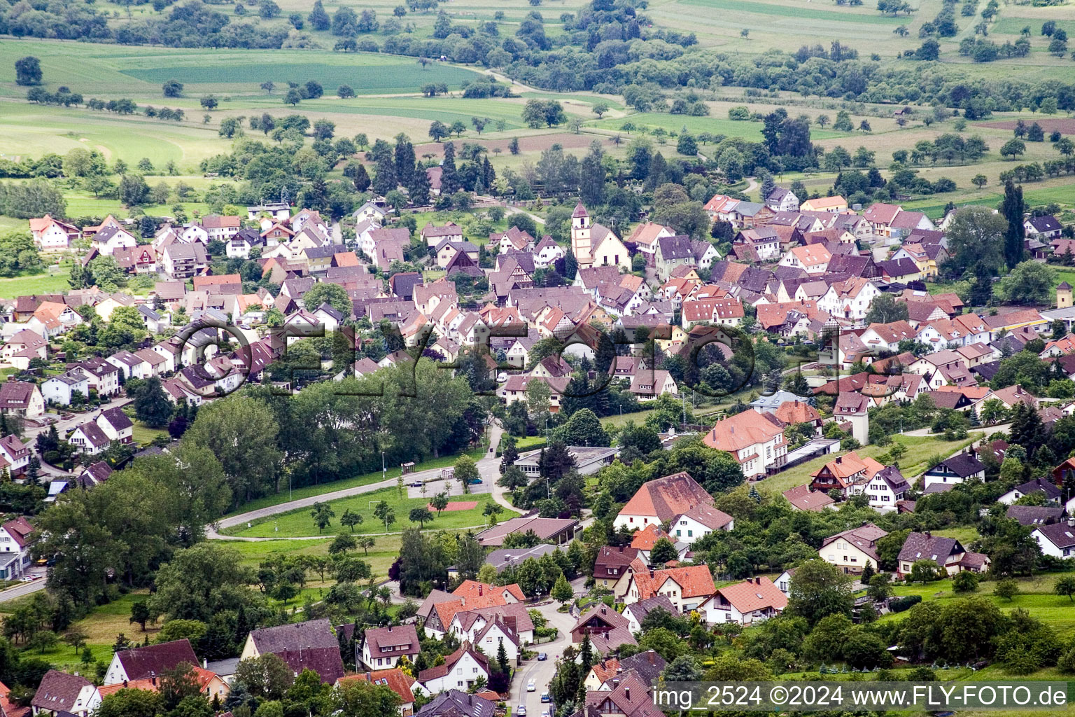 Drone recording of District Gräfenhausen in Birkenfeld in the state Baden-Wuerttemberg, Germany