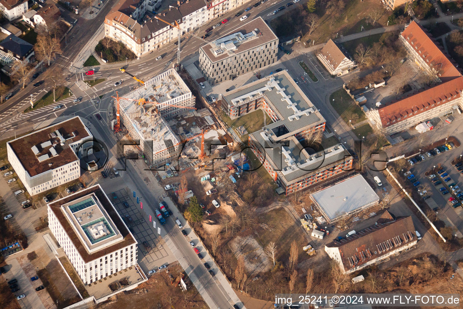 Oblique view of EASTSITE project of BAU Bauträgergesellschaft mbH in the district Neuostheim in Mannheim in the state Baden-Wuerttemberg, Germany