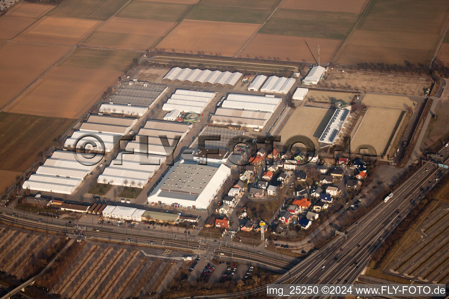 Aerial view of Maimarkt grounds in the district Neuostheim in Mannheim in the state Baden-Wuerttemberg, Germany