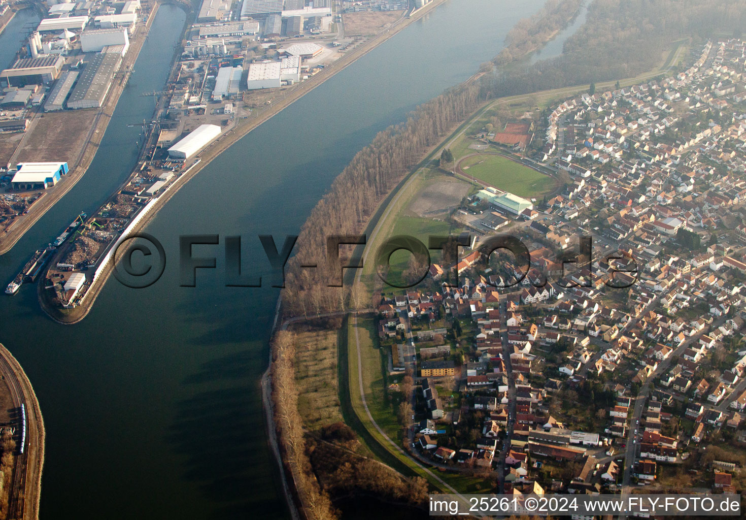 On the Rhine in Altrip in the state Rhineland-Palatinate, Germany