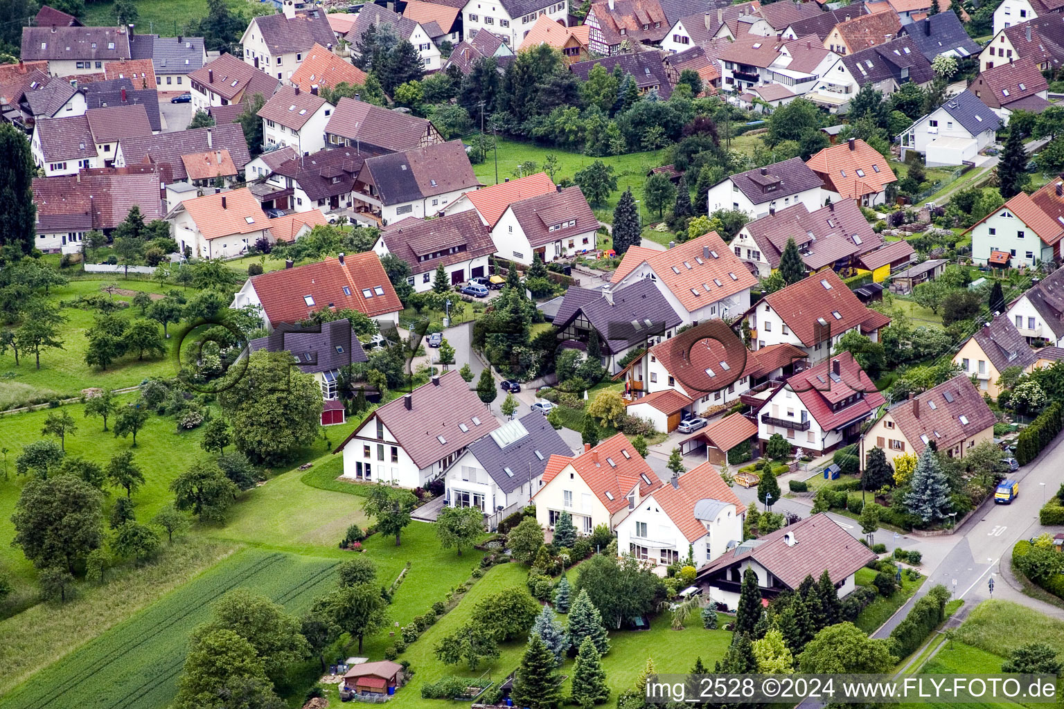 District Obernhausen in Birkenfeld in the state Baden-Wuerttemberg, Germany seen from above