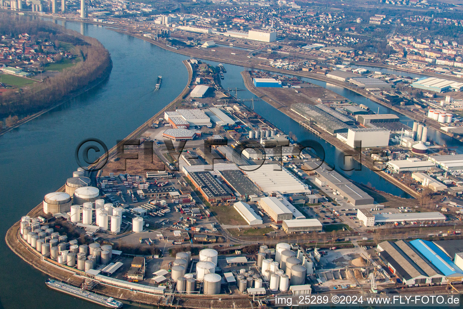 Rheinauhafen in the district Rheinau in Mannheim in the state Baden-Wuerttemberg, Germany from the plane