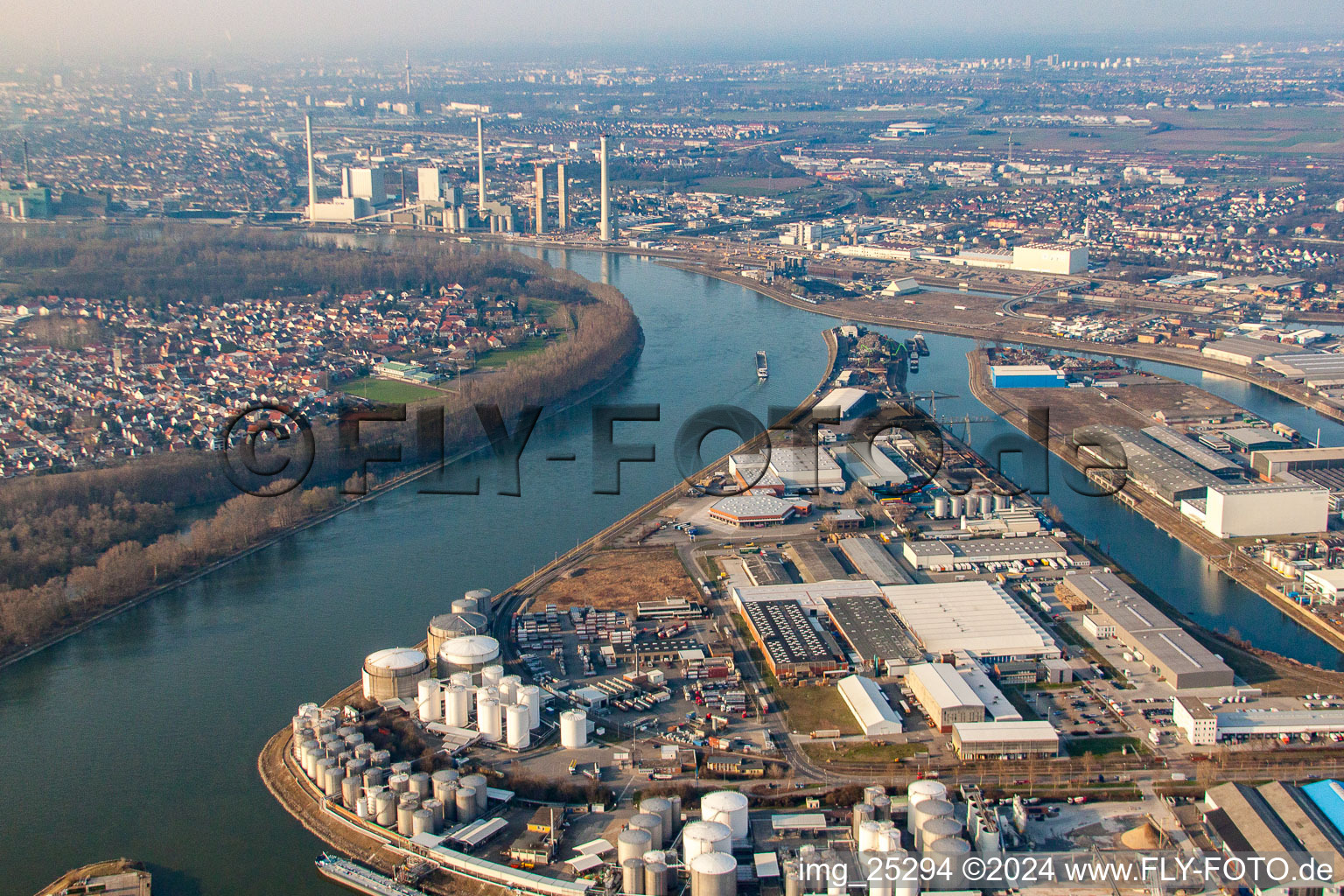 Bird's eye view of Rheinauhafen in the district Rheinau in Mannheim in the state Baden-Wuerttemberg, Germany