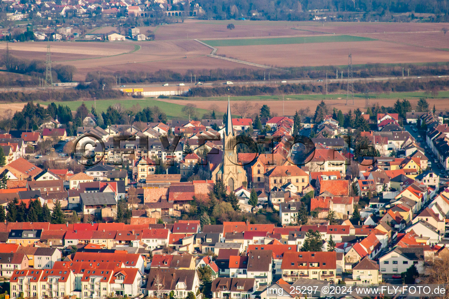 Schwetzingen in the state Baden-Wuerttemberg, Germany from a drone