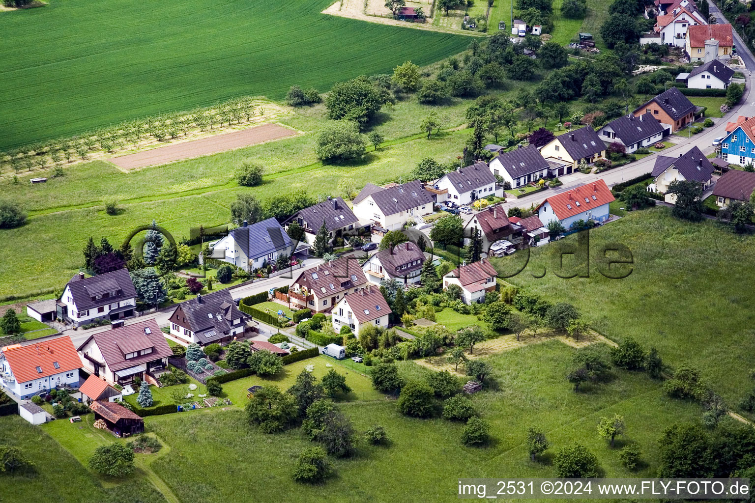 District Obernhausen in Birkenfeld in the state Baden-Wuerttemberg, Germany from the plane