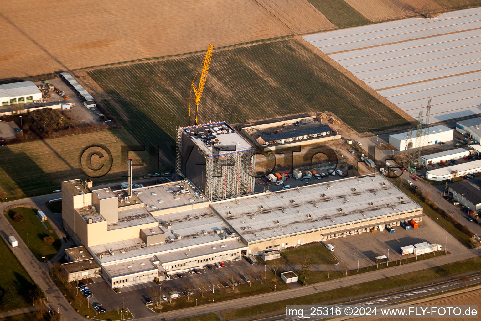 Building complex and grounds of the logistics center Aldi Sued in Ketsch in the state Baden-Wurttemberg, Germany from above