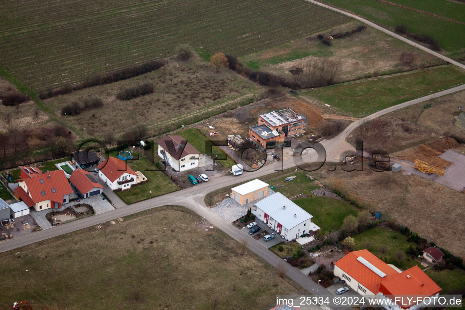 Aerial view of At the Ahlmühle, Deutsches Weintor eG in Ilbesheim bei Landau in der Pfalz in the state Rhineland-Palatinate, Germany