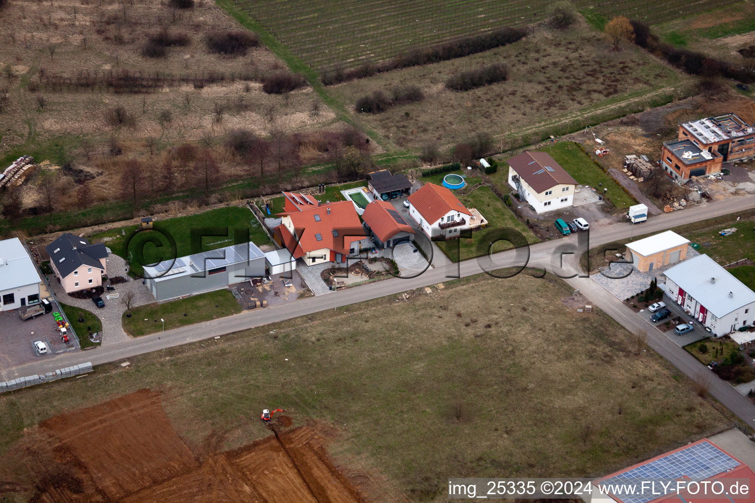 Aerial photograpy of At the Ahlmühle, German Wine Gate eG in Ilbesheim bei Landau in der Pfalz in the state Rhineland-Palatinate, Germany