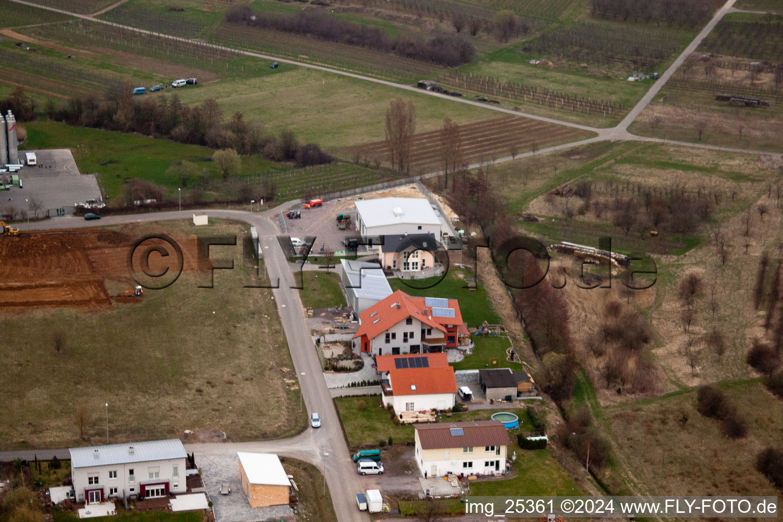 Bird's eye view of At the Ahlmühle, German Wine Gate eG in Ilbesheim bei Landau in der Pfalz in the state Rhineland-Palatinate, Germany