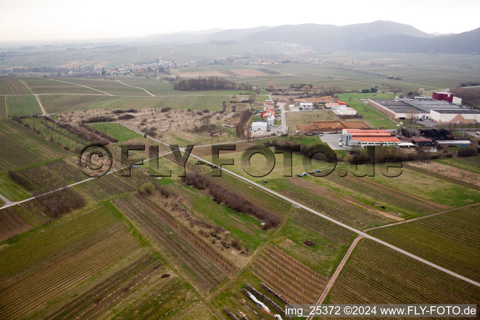 Aerial photograpy of At the Ahlmühle, Deutsches Weintor eG in Ilbesheim bei Landau in der Pfalz in the state Rhineland-Palatinate, Germany