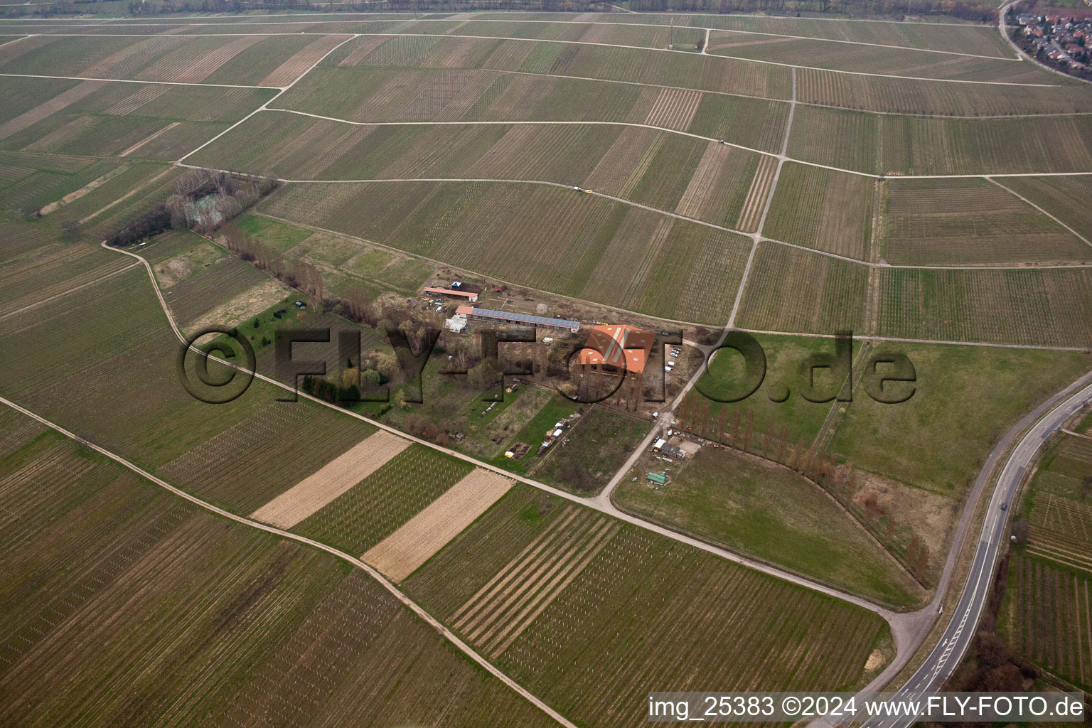 At the Ahlmühle in Ilbesheim bei Landau in der Pfalz in the state Rhineland-Palatinate, Germany from above