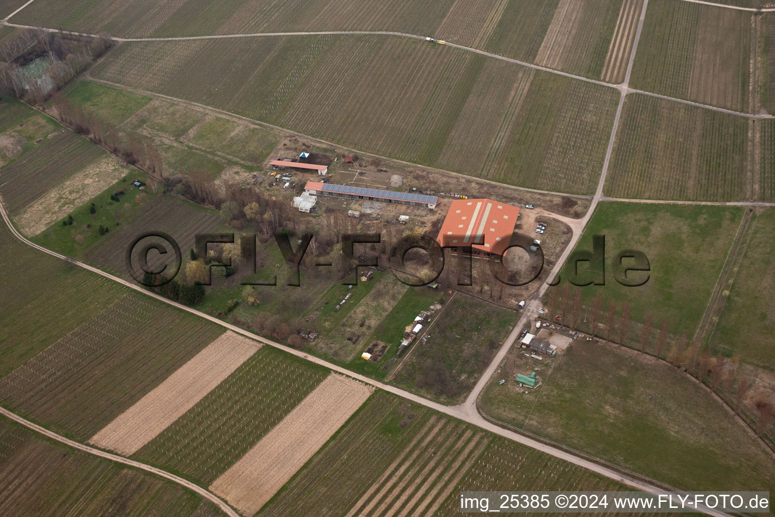 At the Ahlmühle in Ilbesheim bei Landau in der Pfalz in the state Rhineland-Palatinate, Germany seen from above