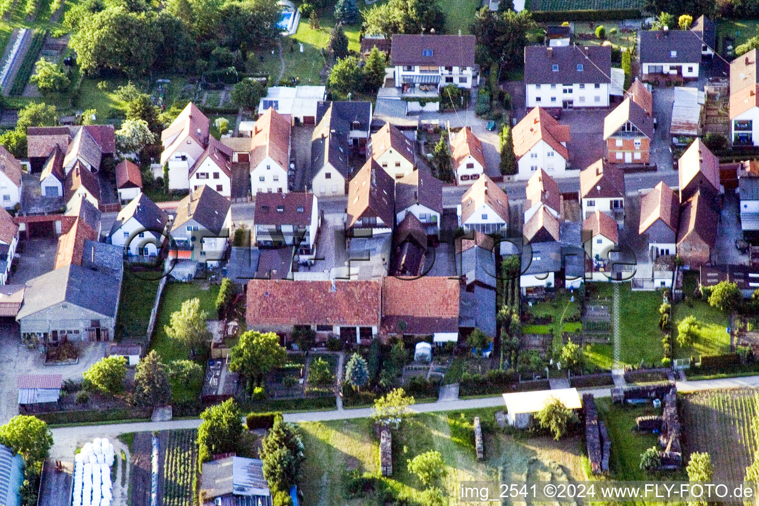 Saarstr in Kandel in the state Rhineland-Palatinate, Germany viewn from the air