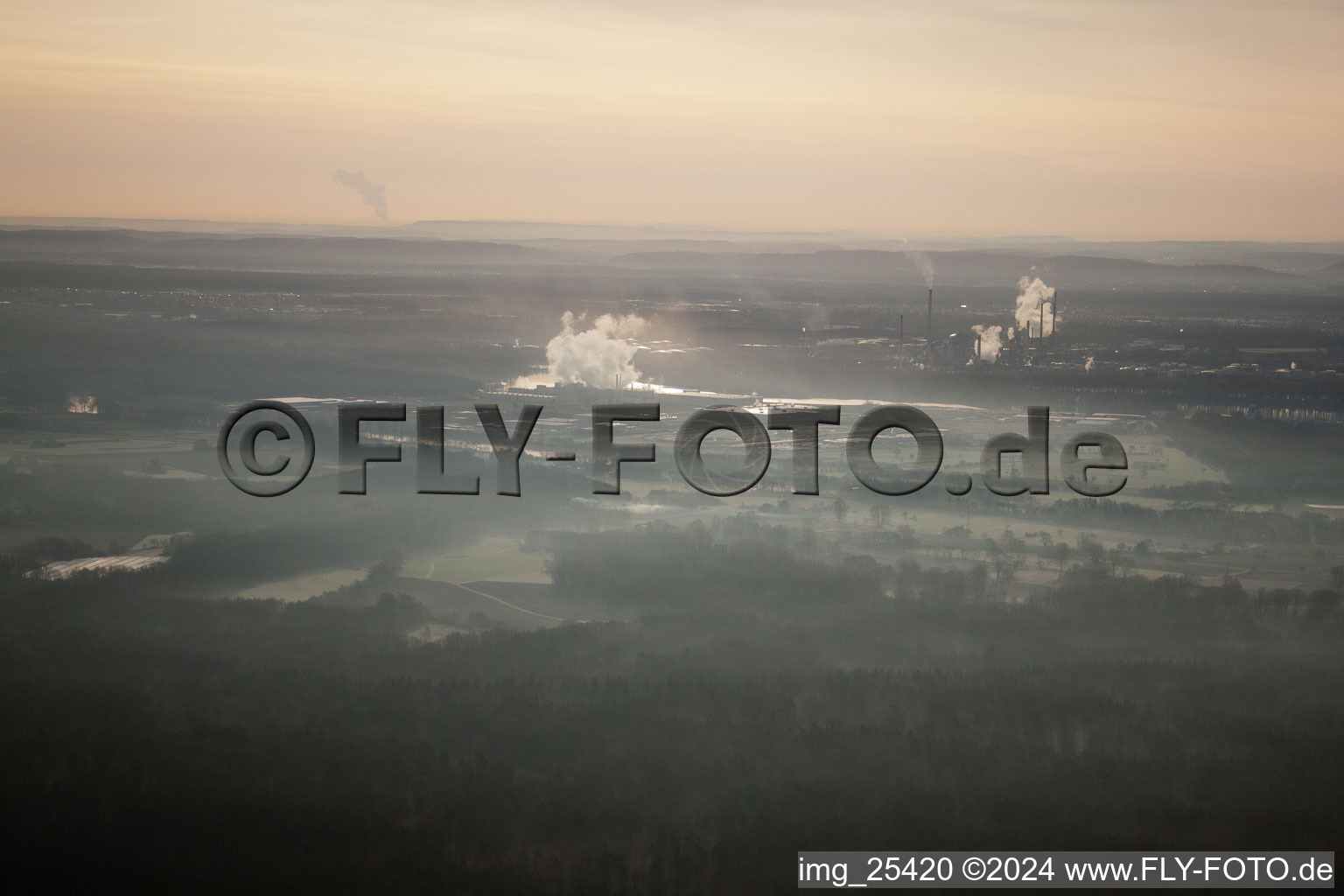 Wörth am Rhein in the state Rhineland-Palatinate, Germany seen from a drone