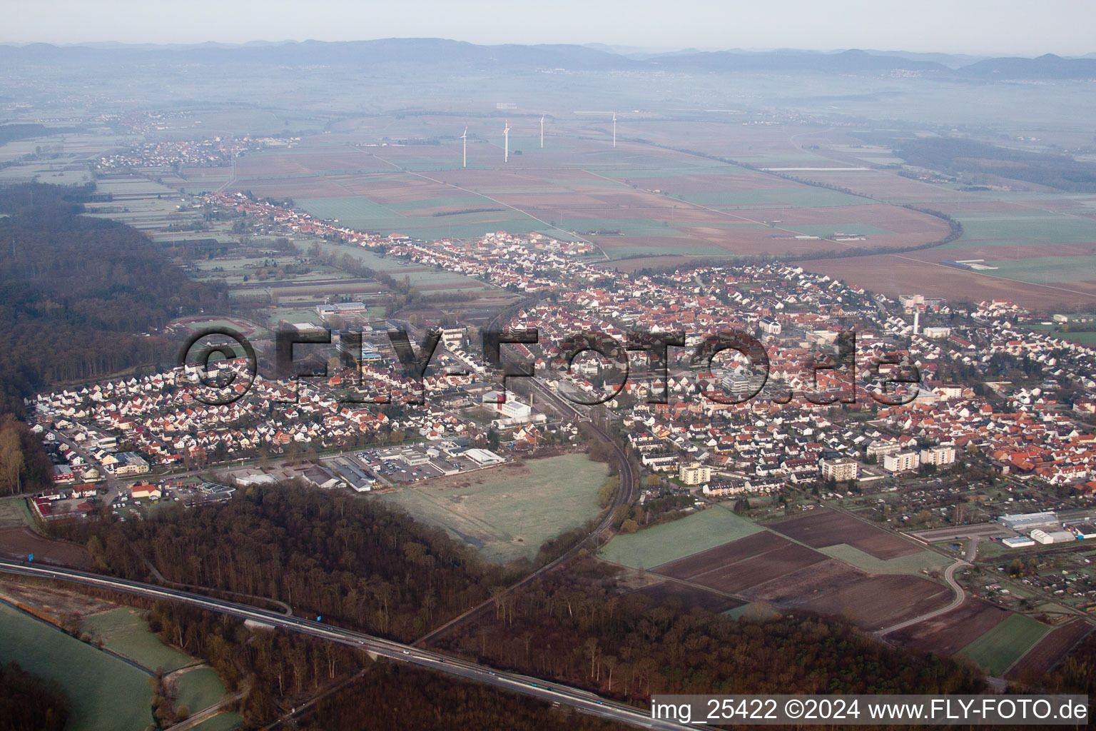 Kandel in the state Rhineland-Palatinate, Germany from a drone