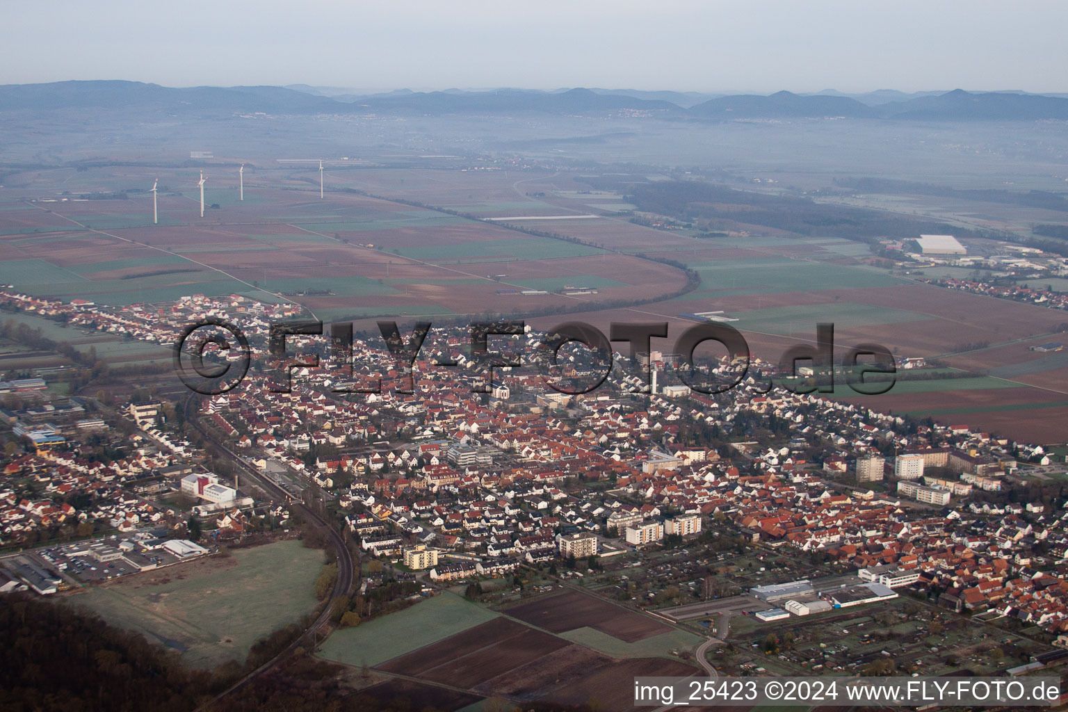 Kandel in the state Rhineland-Palatinate, Germany seen from a drone