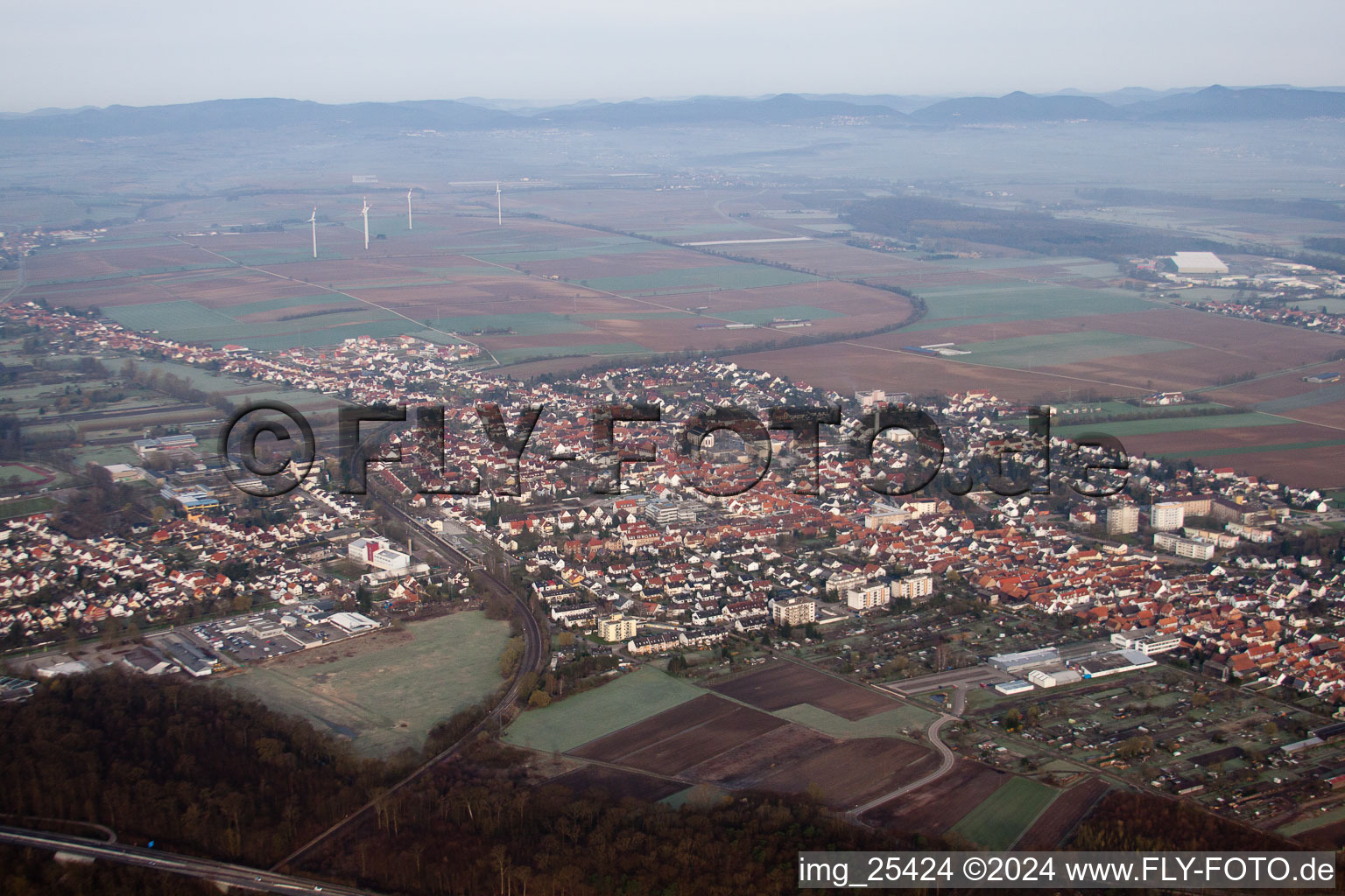 Aerial view of Kandel in the state Rhineland-Palatinate, Germany