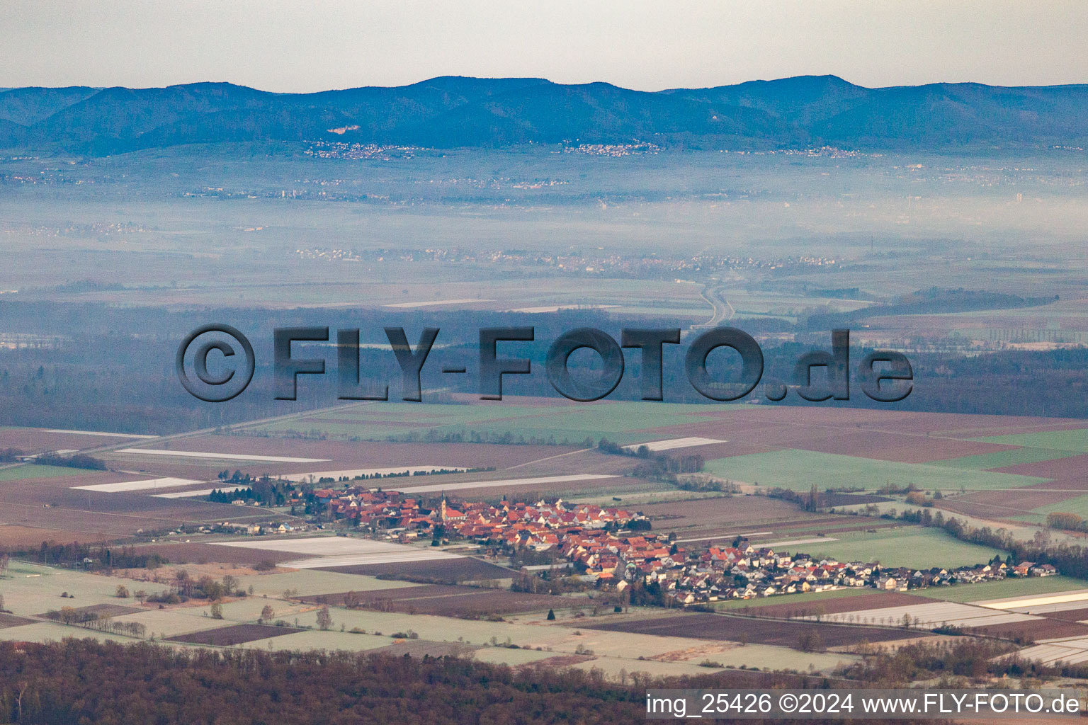 Erlenbach bei Kandel in the state Rhineland-Palatinate, Germany viewn from the air