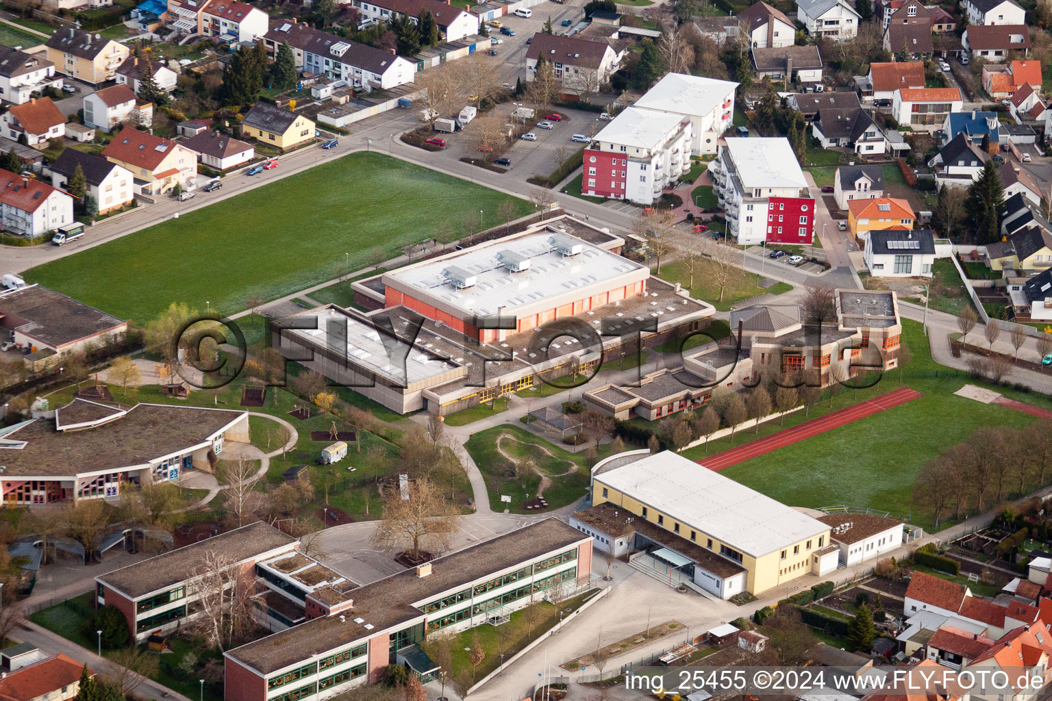 Aerial photograpy of District Maximiliansau in Wörth am Rhein in the state Rhineland-Palatinate, Germany